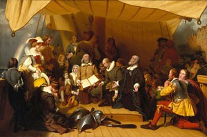 Fun facts of William Bradford- Image of Embarkation Pilgrims